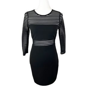 Lulu's Dress Women Small Black Fit & Flare Perfect Mesh Bodycon Mini